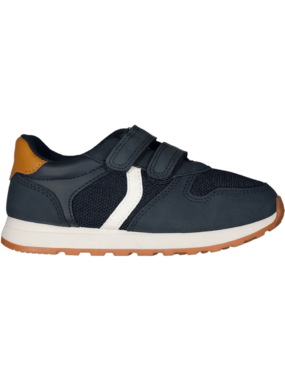 Navy Blue and Yellow Velcro Strap Sneakers