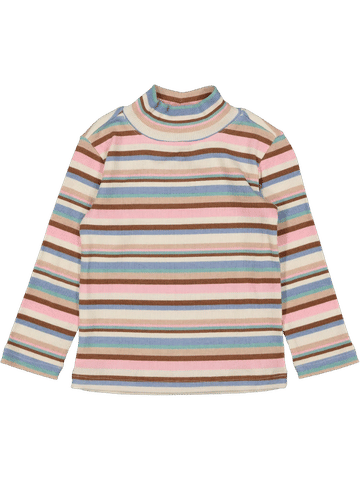Striped Ribbed Mock Neck Long Sleeve Top