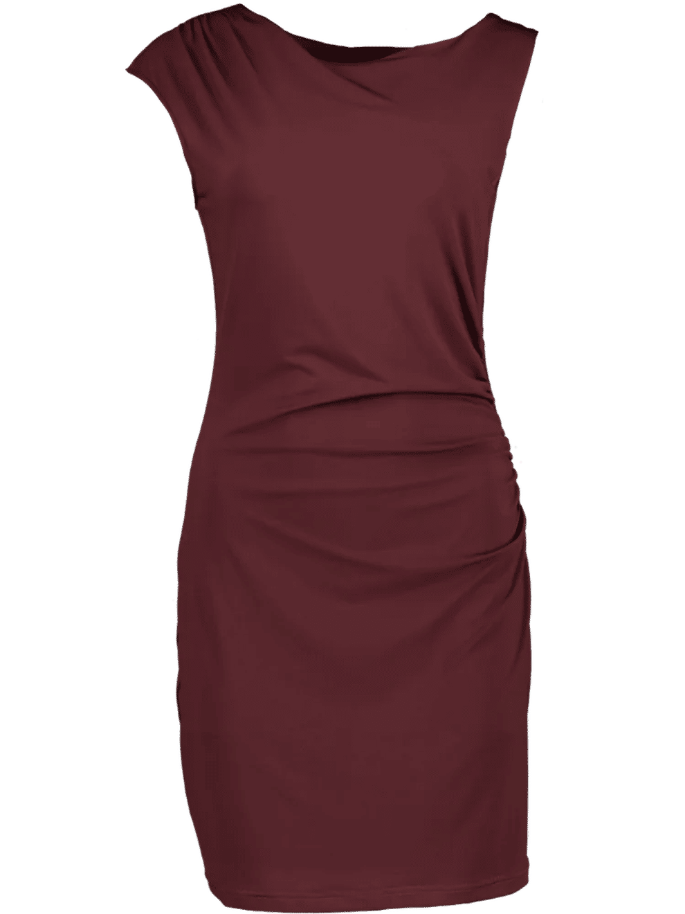 Burgundy Ruched Sleeveless Mini Dress