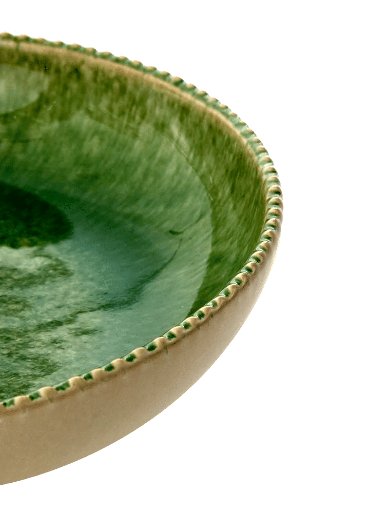 Green Glazed Ceramic Serving Bowl 22cm (2)