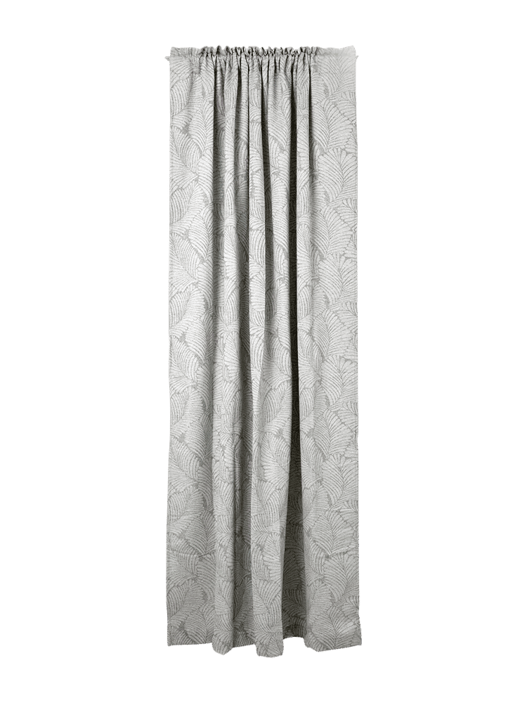Grey Macrolinen Leaf Print Lined Curtain (1)