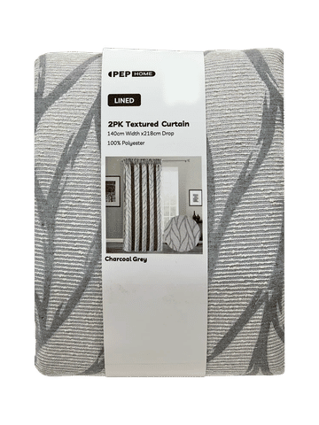 2 Pack Textured Grey Curtains