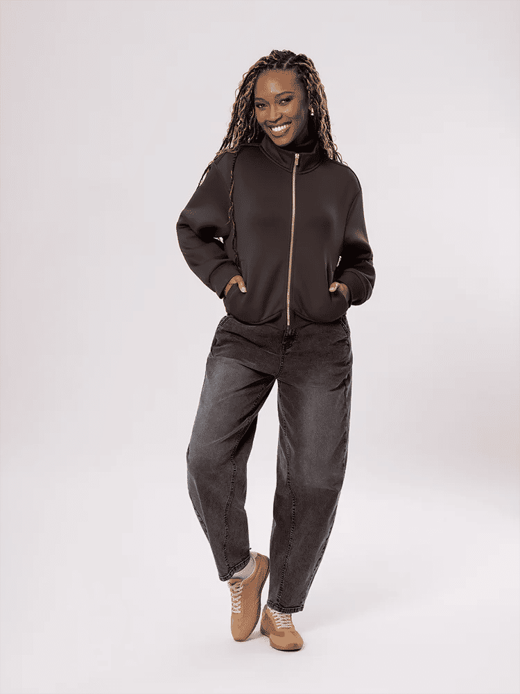 Dark Brown Zip Through Sweatshirt (4)