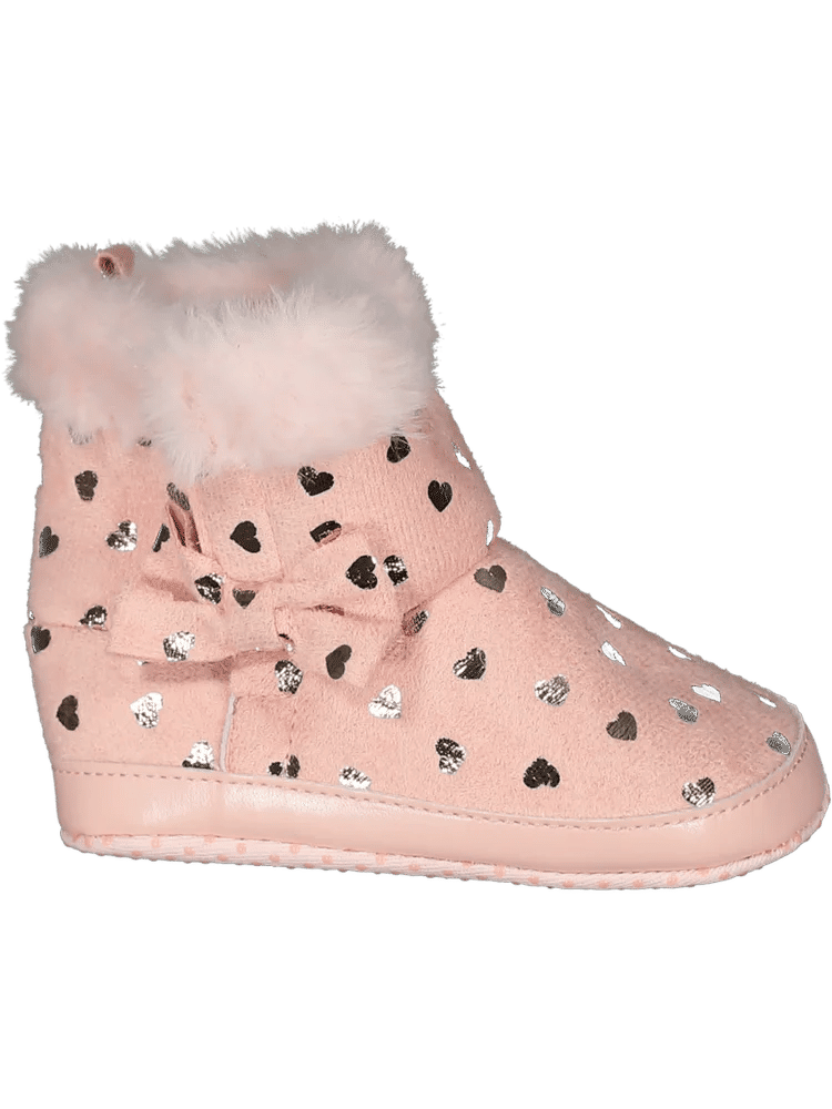 Pink Heart Faux Fur Boots