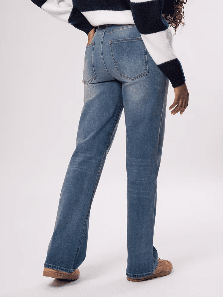 Medium Wash Wide Leg Denim Jeans (3)