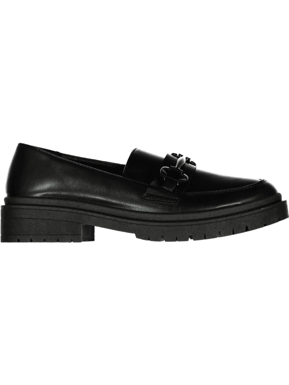 Black Chunky Loafers With Chain Detail