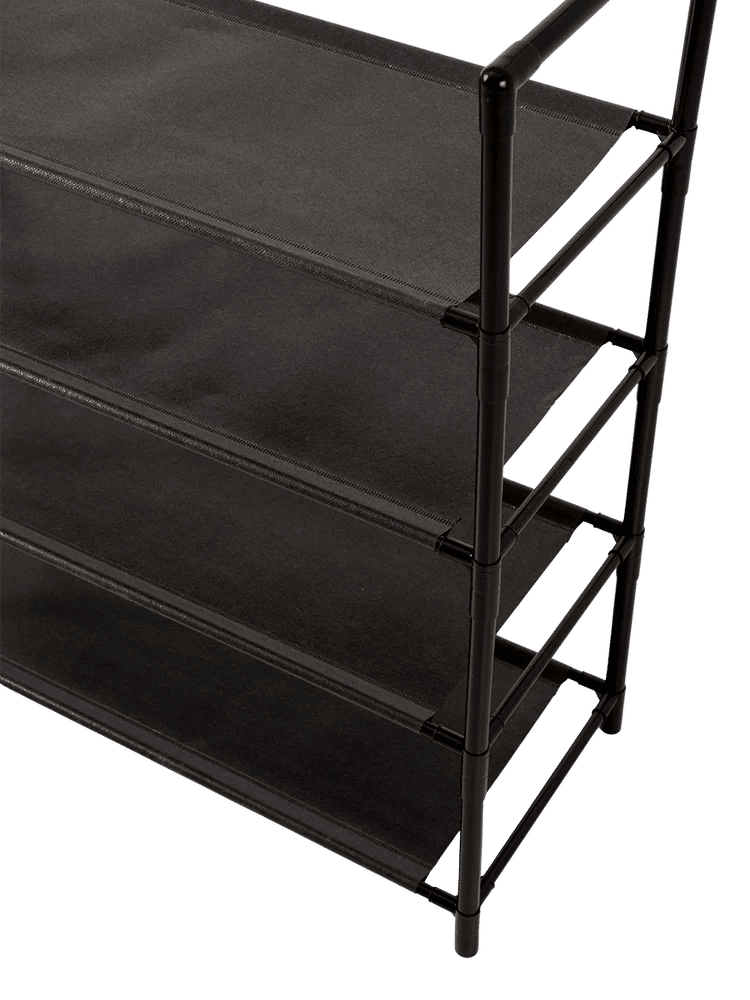 Black Metal Shoe Rack With Hooks (1)