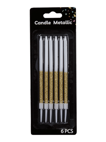 Metallic Glitter Candles 6-Pack