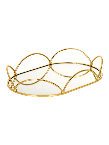 Small Oval Gold Mirrored Decorative Tray