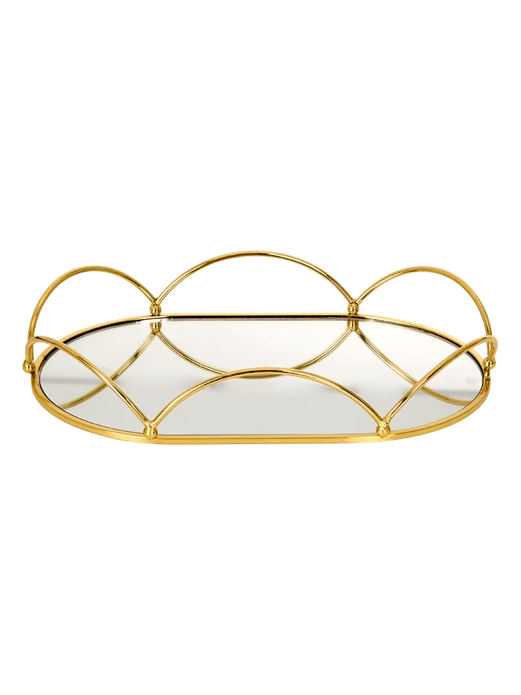 Small Oval Gold Mirrored Decorative Tray (1)