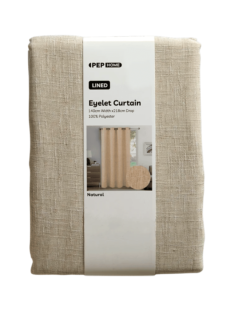 Natural Lined Eyelet Curtain 140x218cm