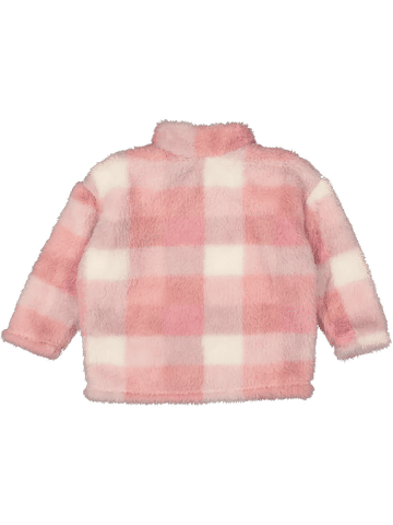 Pink Checkered Fluffy Fleece Track Top