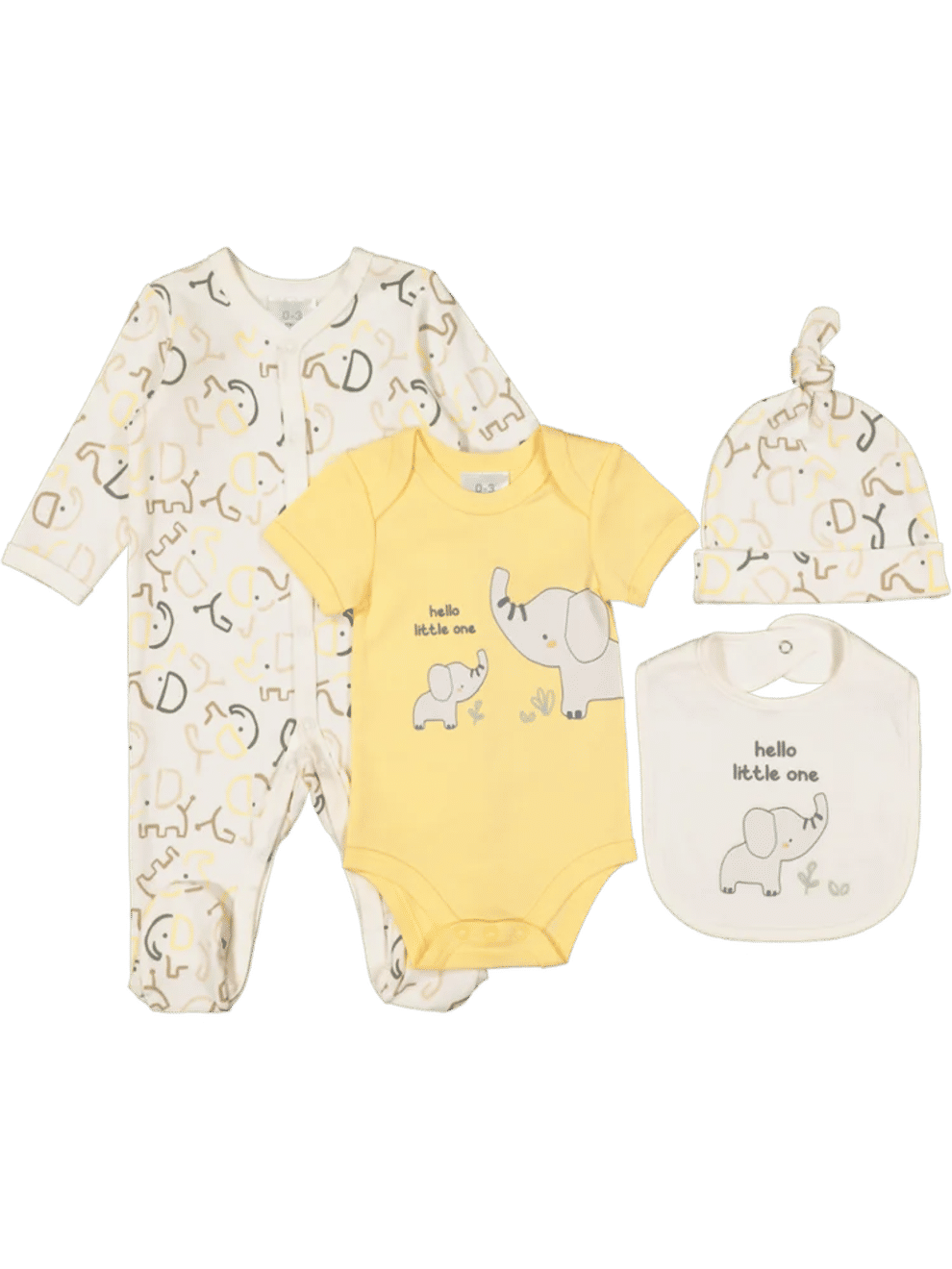 4-Piece Yellow Elephant Cotton Set