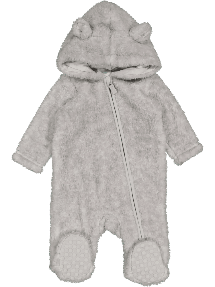 Grey Hooded Bear Ear Babygrow