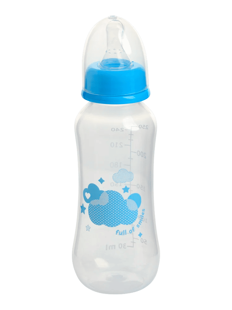 250ml Blue Printed Plastic Feeding Bottle (1)