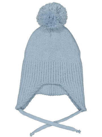 Light Blue Knitted Pom-Pom Beanie