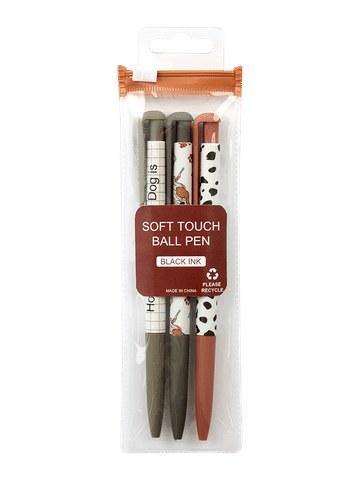 3-Piece Soft Touch Patterned Ball Pens