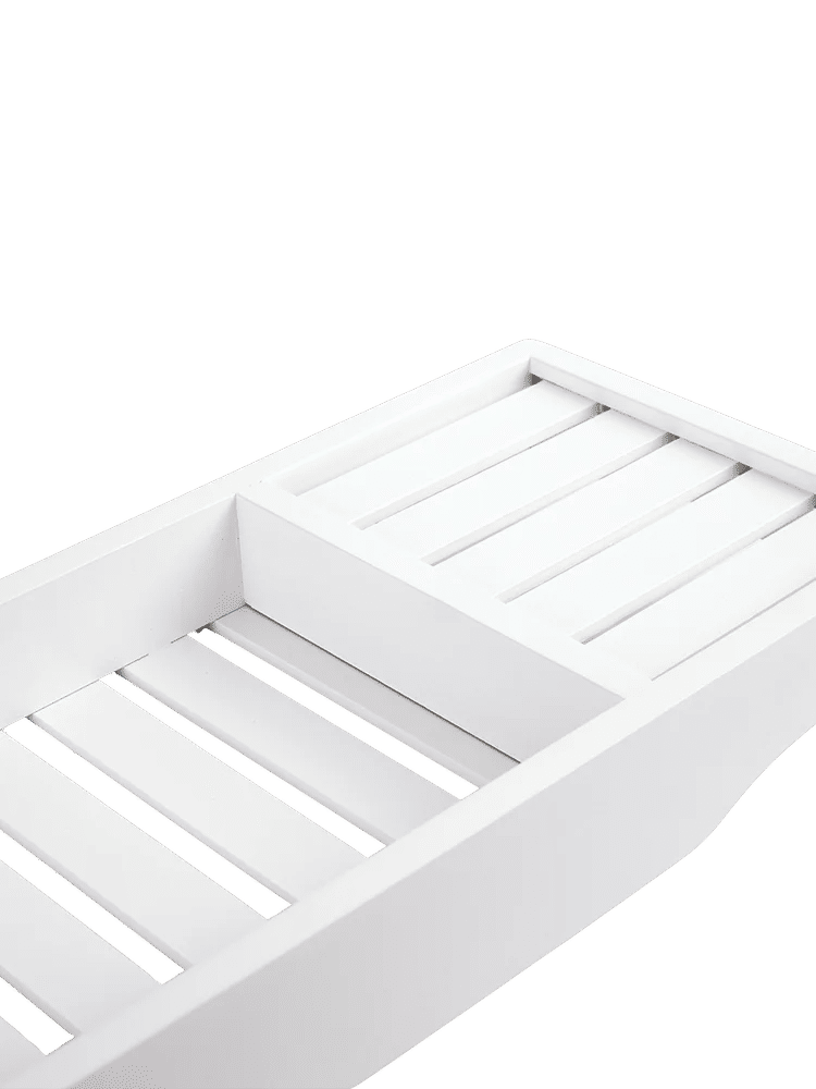 White Slatted Wooden Bath Caddy (2)