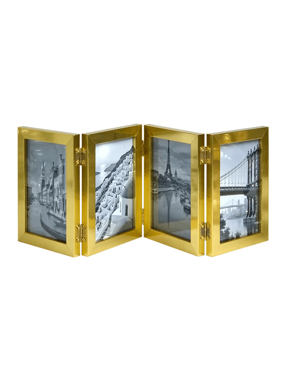 Four Panel Gold Hinged Frame