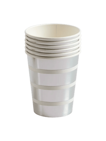 6 Pack Silver Striped Paper Cups