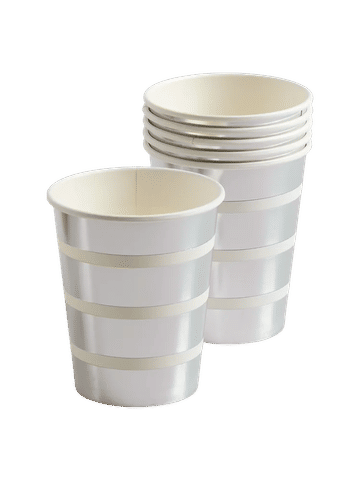 6 Pack Silver Striped Paper Cups