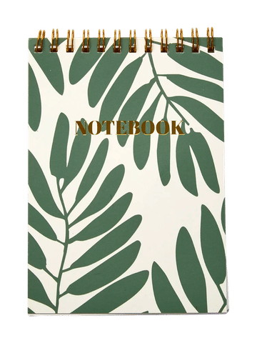 A6 Green Leaf Print Spiral Notebook