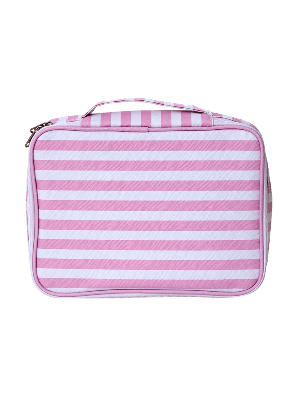 Pink Striped Rectangular Cosmetic Bag