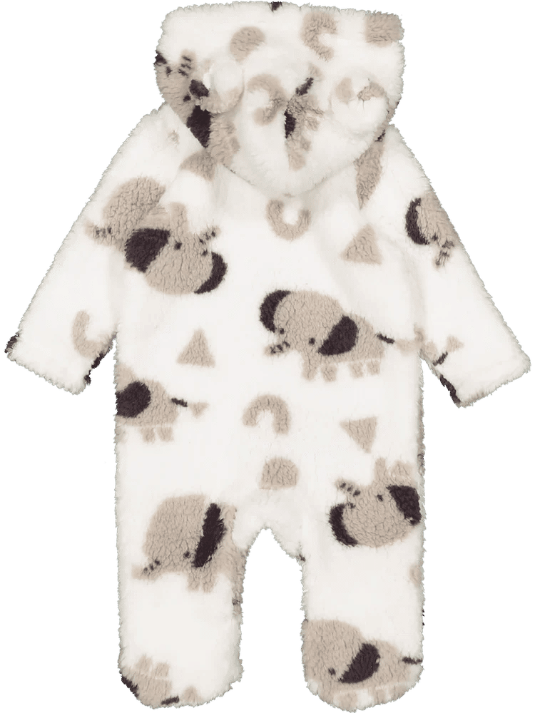 White Animal Print Hooded Babygrow (1)