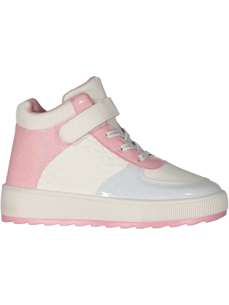 Pink and White Heart High-Top Sneakers