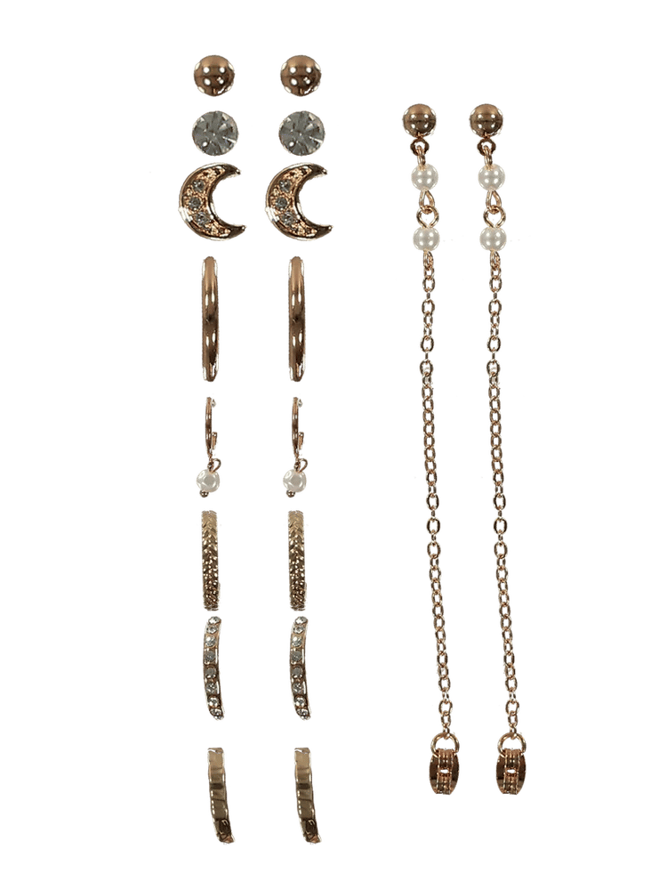 8-Pack Gold-Toned Metal Earring Set