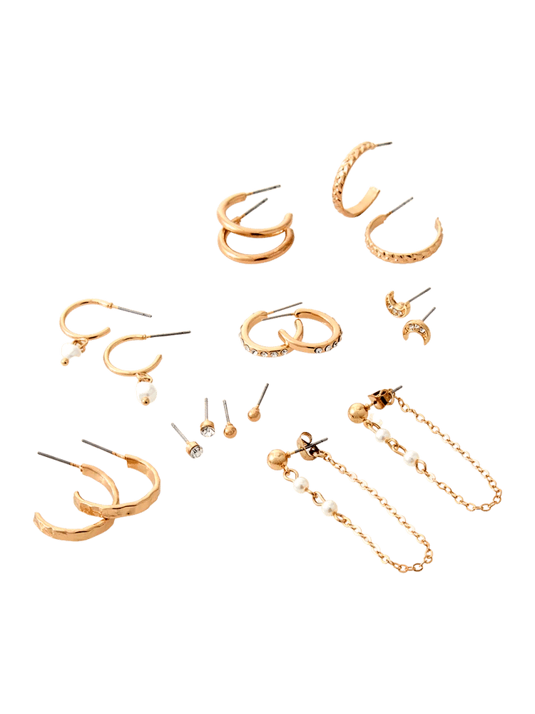 8-Pack Gold-Toned Metal Earring Set (1)