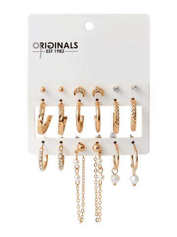Gold Tone Metal Earring Set