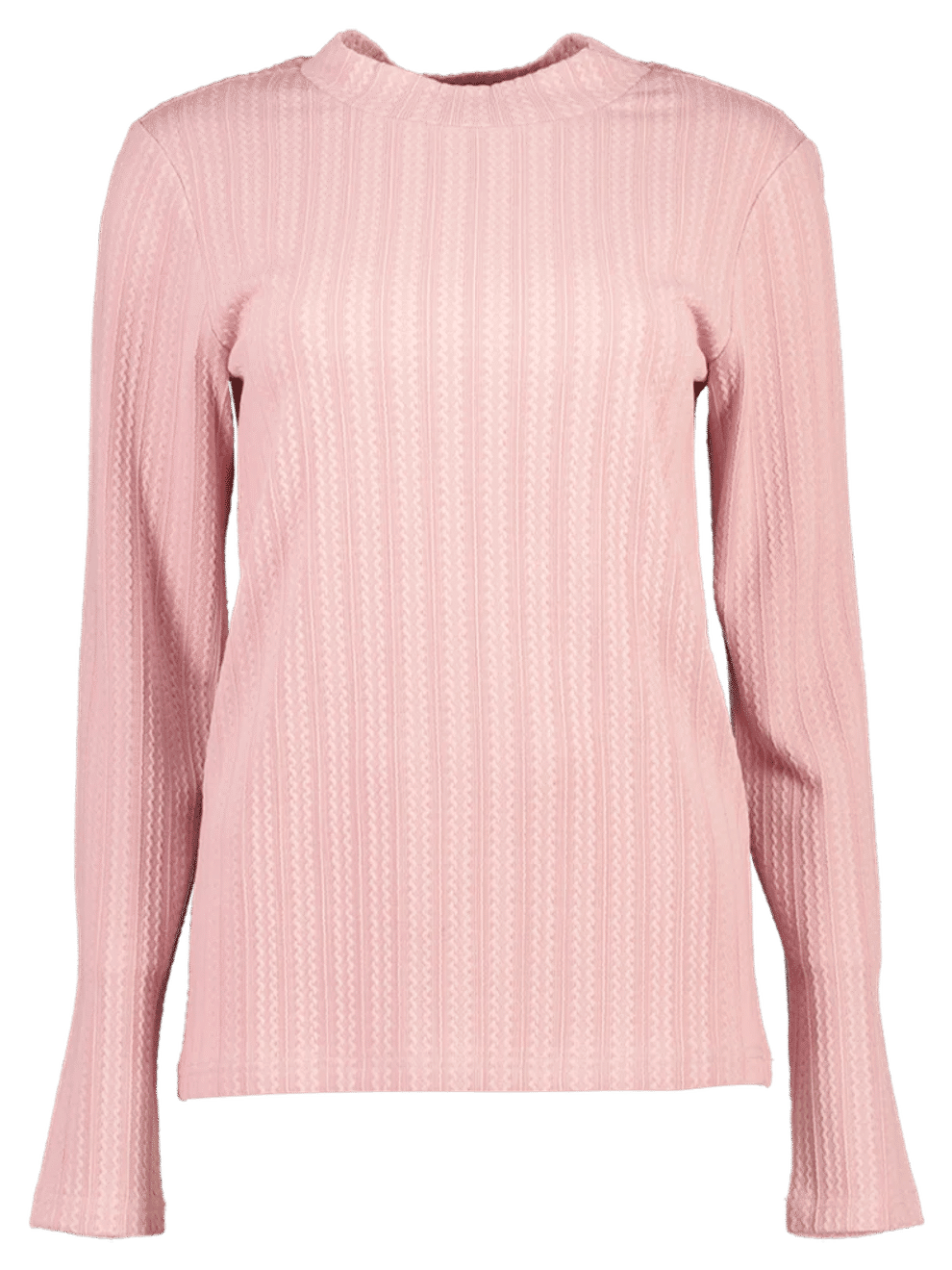 Pink Ribbed Long-Sleeve Top