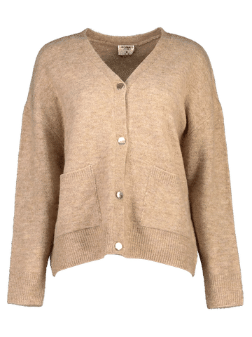 Beige Regular Fit V-Neck Cardigan