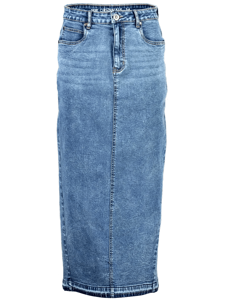 Blue Denim Midi Skirt