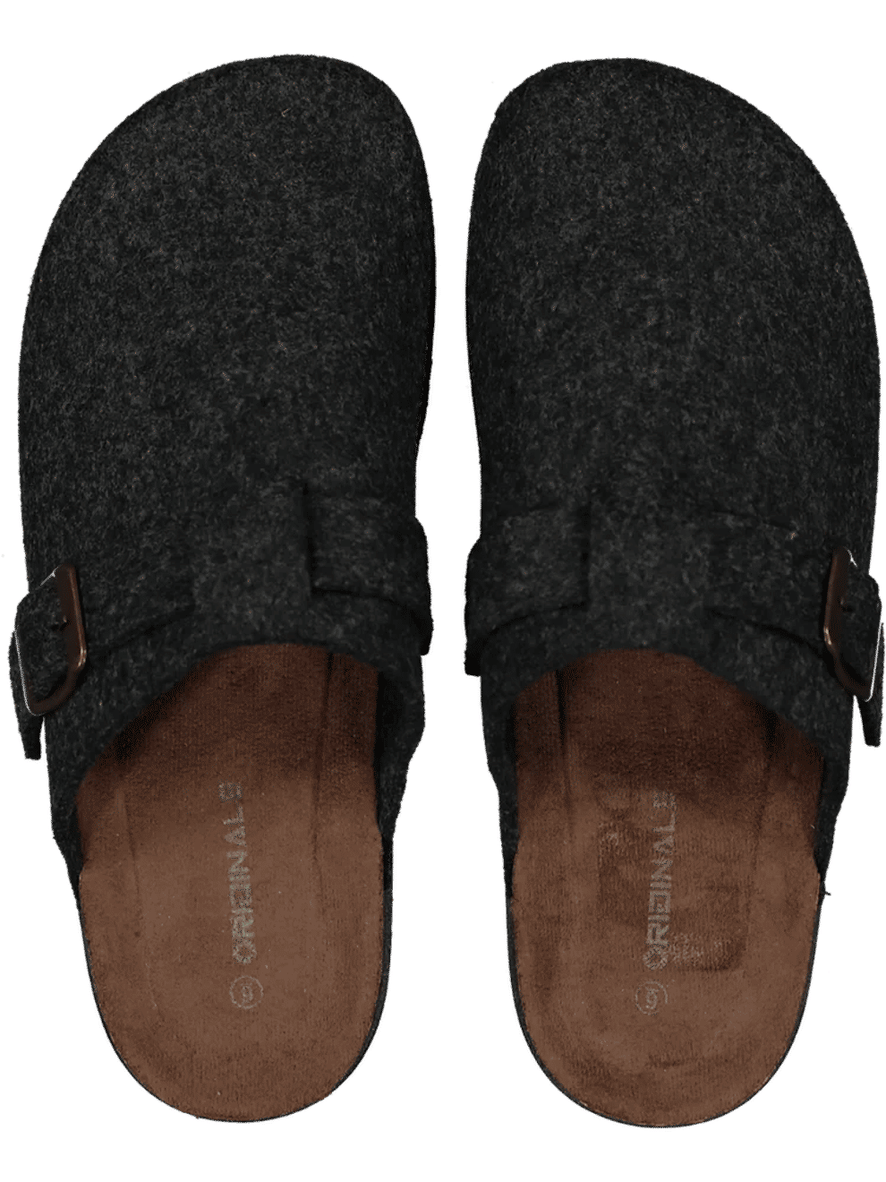 Textured Charcoal Buckle Clogs (2)