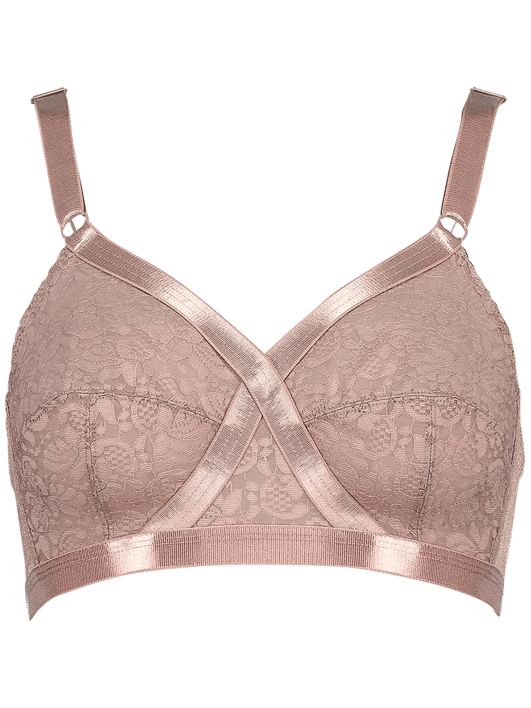 Mocca Lace Detail Crossover Bra