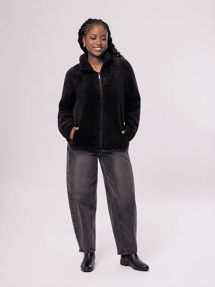 Black Plush Zip-Up Jacket (3)