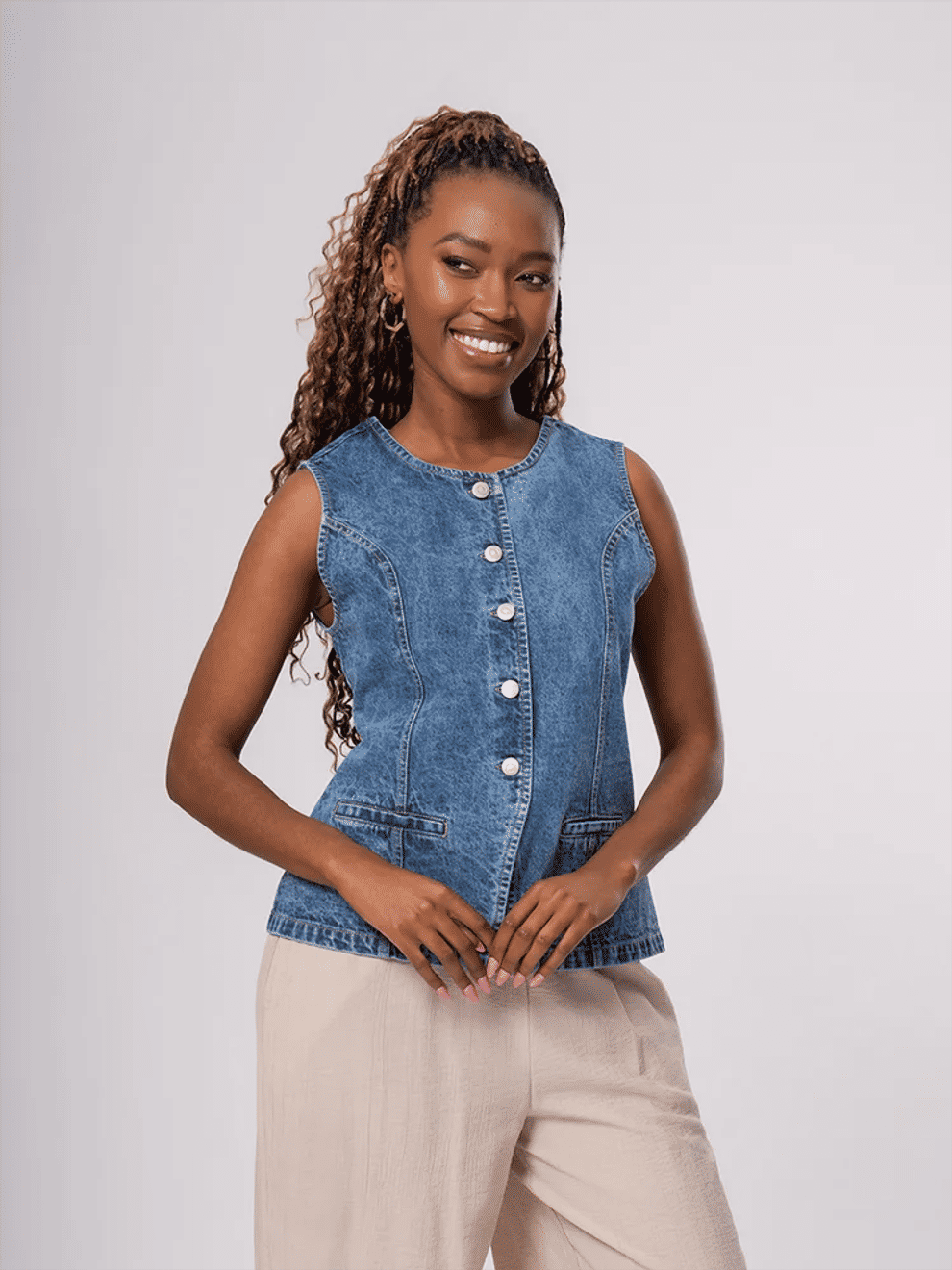 Denim Button Down Vest