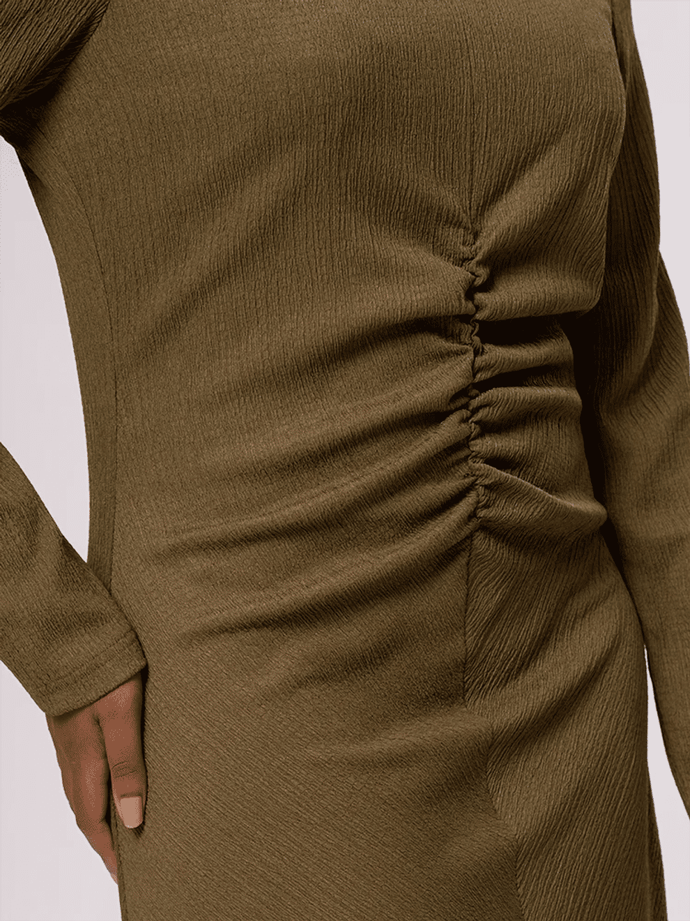 Long Sleeve Ruched Midi Dress (1)