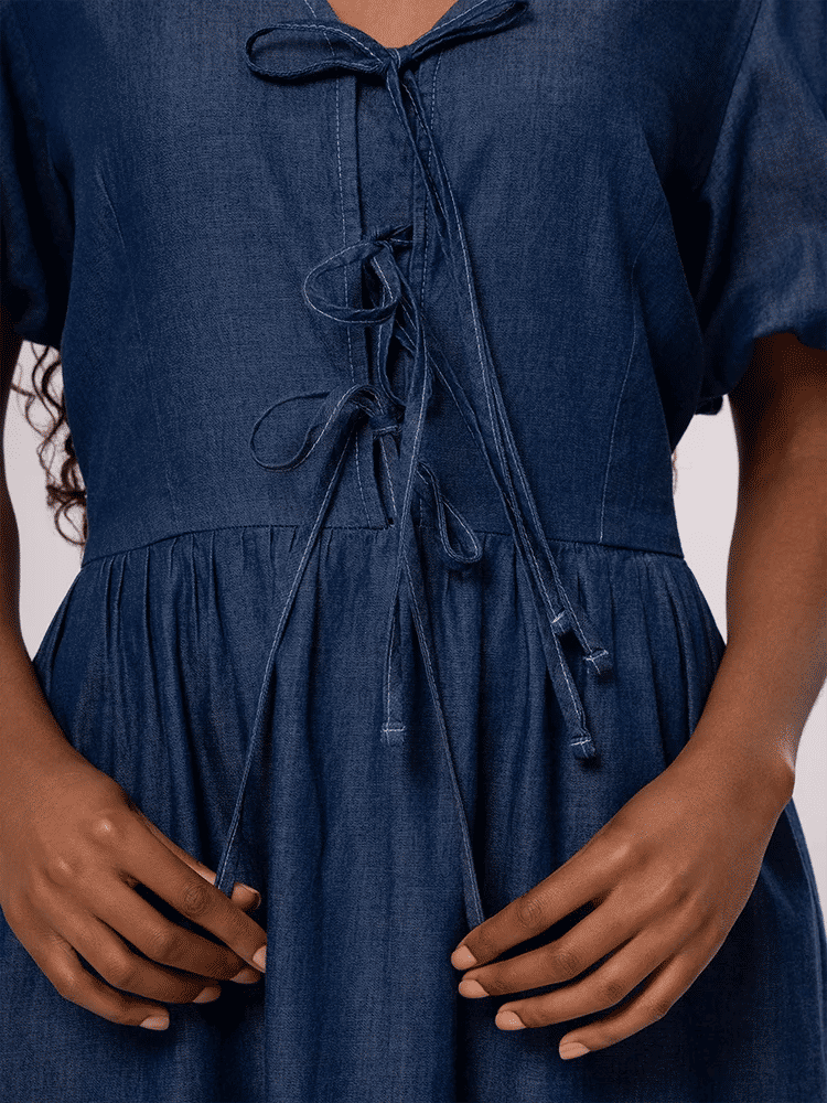 Cotton Poplin Tie-Front Midi Dress (2)