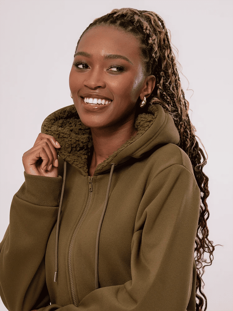 Olive Sherpa Lined Zip Tracktop (1)