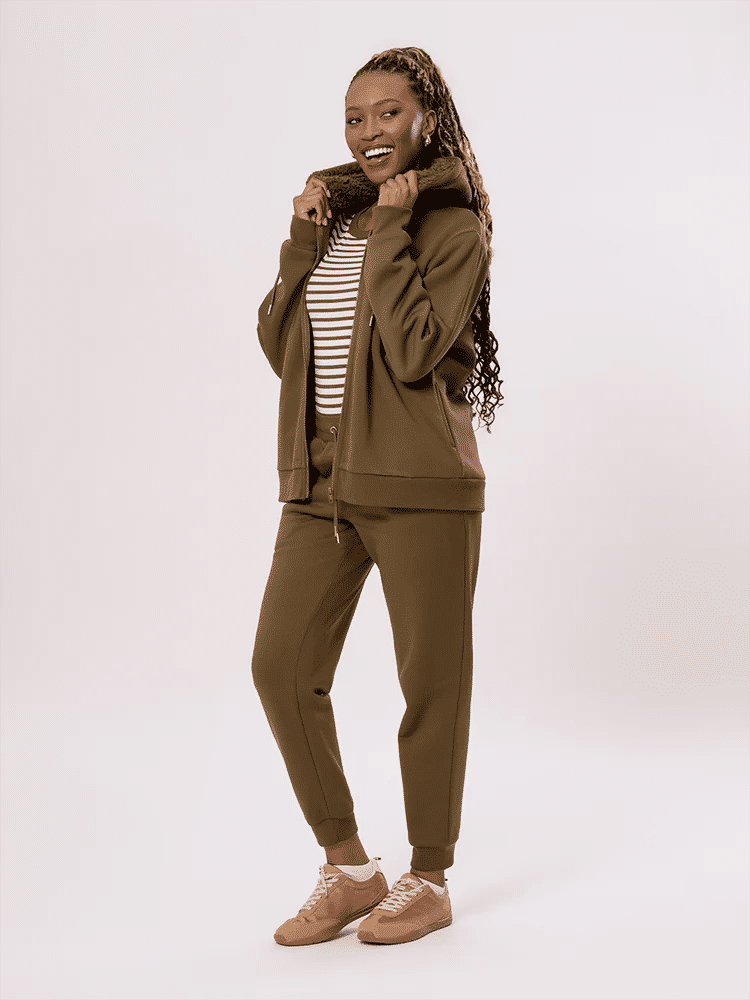Olive Sherpa Lined Zip Tracktop (3)