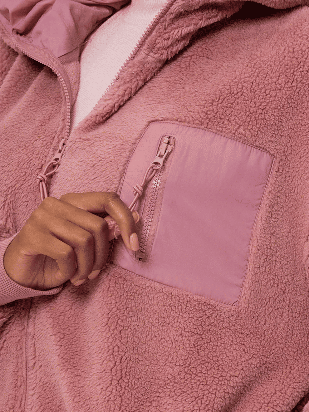 Pink Plush Zip Up Hoodie (1)