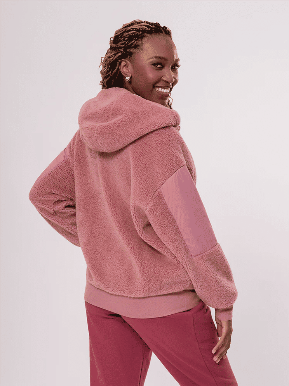 Pink Plush Zip Up Hoodie (2)