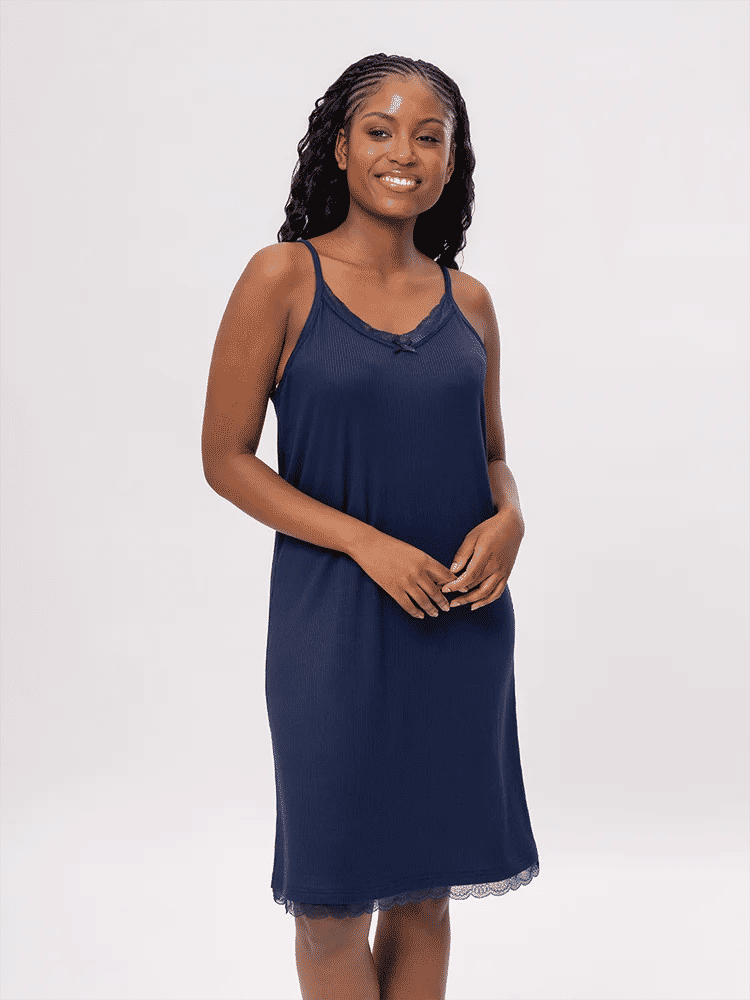 Blue Ribbed Night Dress