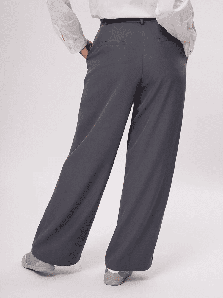 Grey Tailored Wide-Leg Smart Trousers (2)