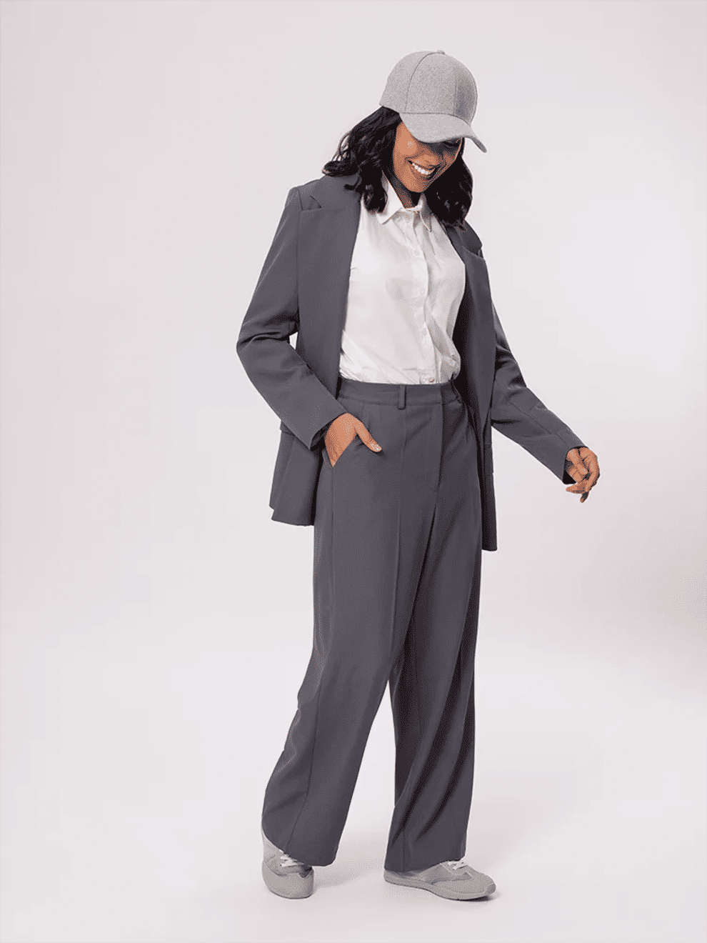 Grey Tailored Wide-Leg Smart Trousers (3)