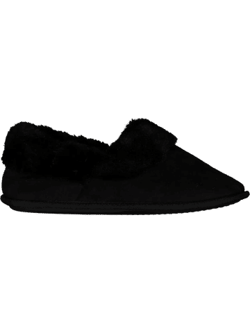 Black Faux Fur Trim Slippers