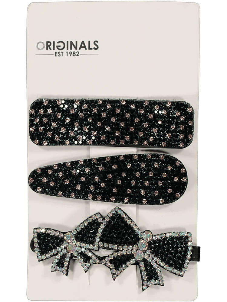 Sparkly Black Hair Clip Set